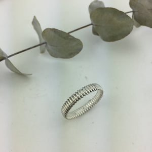 Skinny Ribbed Silver Ring