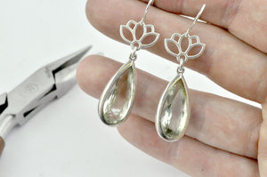 Easy redesign on a pair of silver Green Amethyst earrings