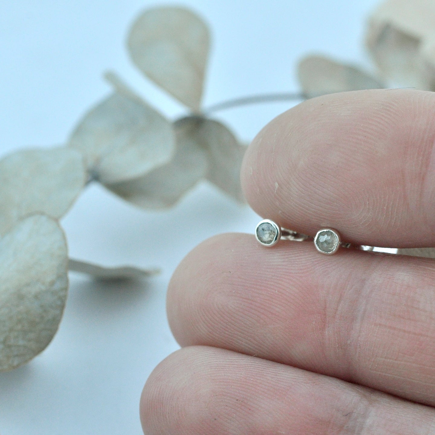 Grey 3mm diamond silver studs