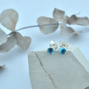 Blues and Greens Gemstone silver studs