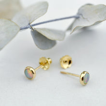 Australian Opal 14ct yellow gold screw back earrings