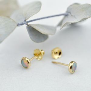 Australian Opal 14ct yellow gold screw back earrings