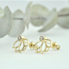 14kt Yellow Gold Diamond Lotus studs