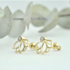 14kt Yellow Gold Diamond Lotus studs