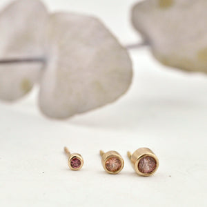 Tiny 14ct rose gold 2mm Sapphire Stud