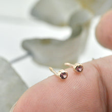 Tiny 14ct rose gold 2mm Sapphire Stud