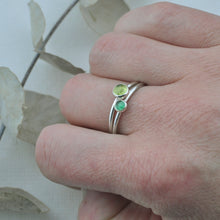 Blue and Greens Stacking silver gemstone rings