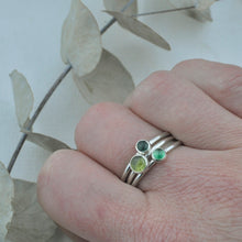 Blue and Greens Stacking silver gemstone rings