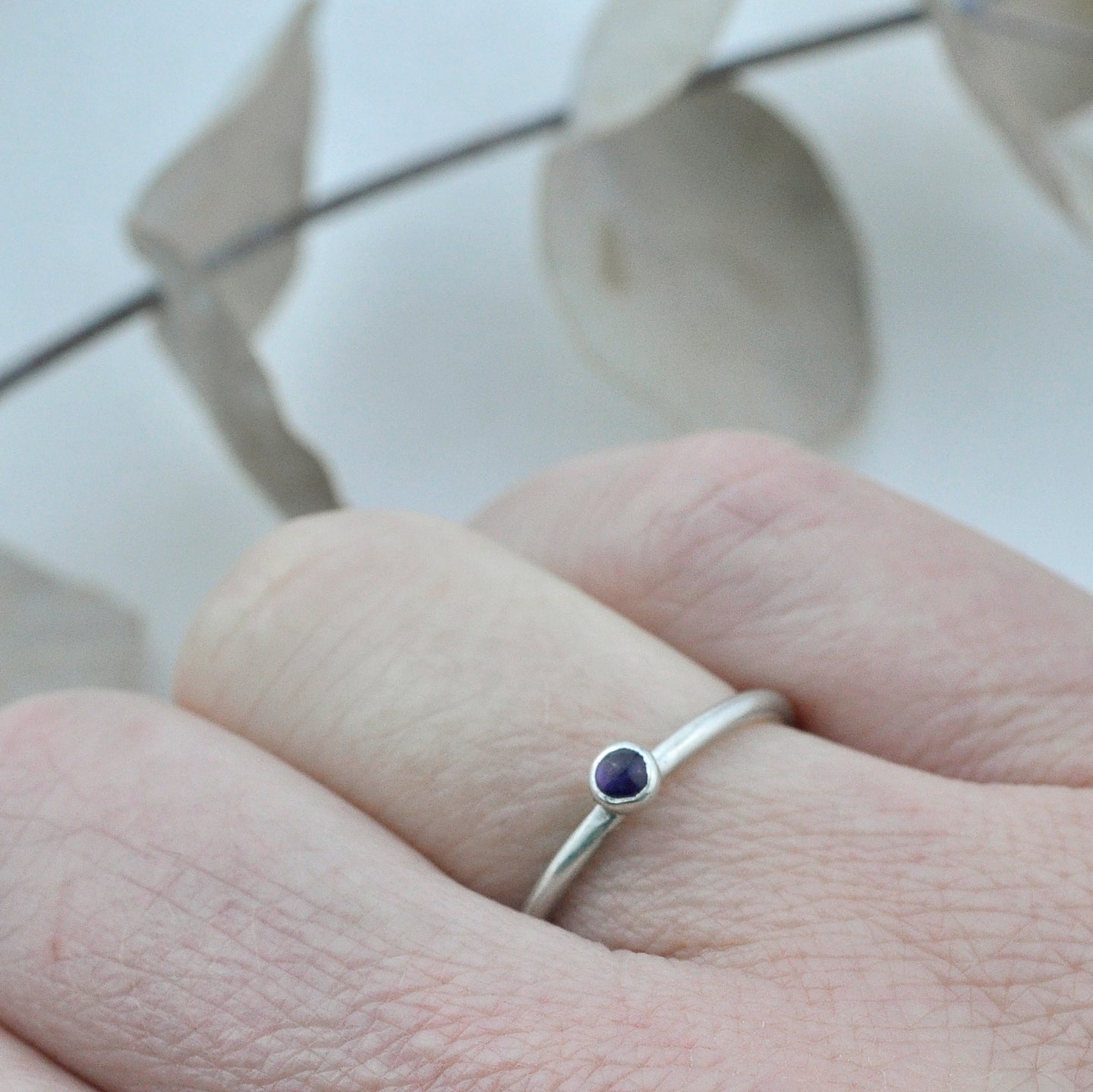 Pinks and Reds Stacking silver gemstone rings