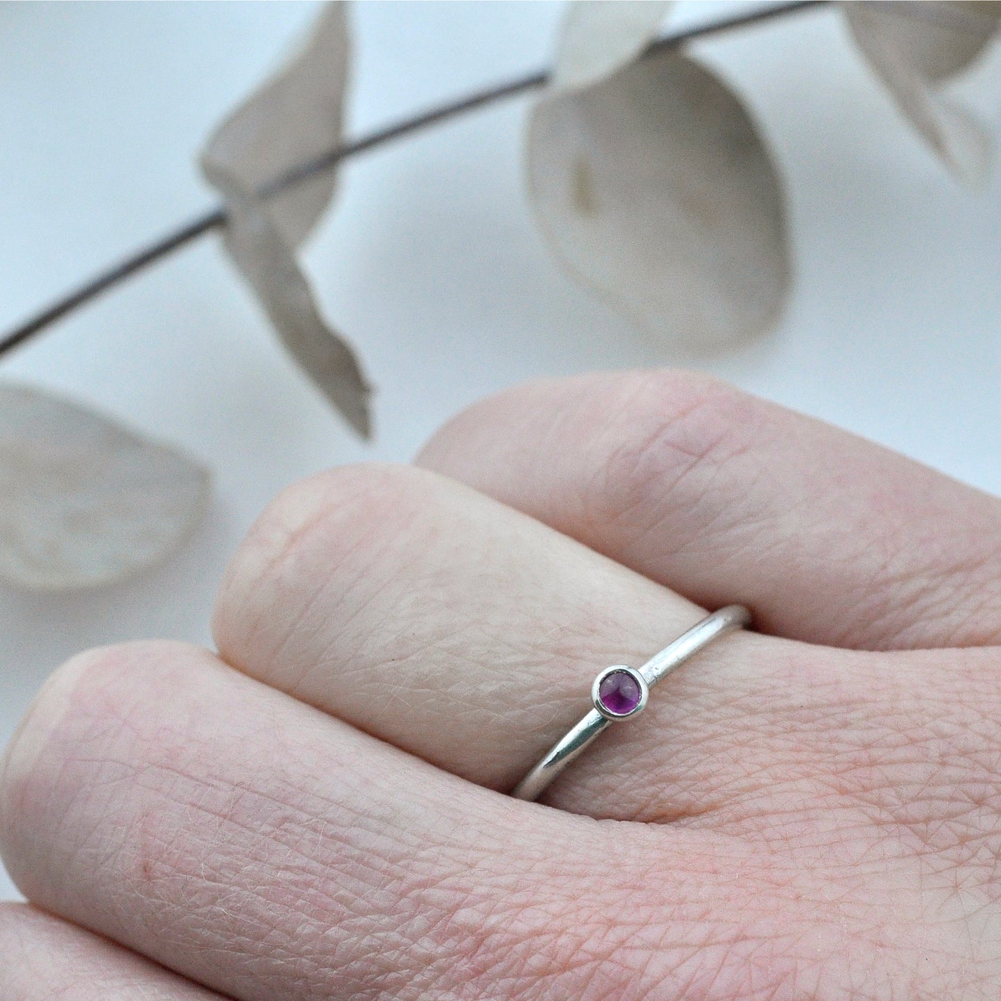 Yellows and purples Stacking silver gemstone rings