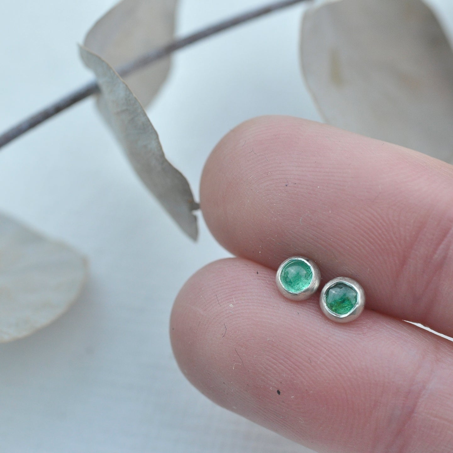 Blues and Greens Gemstone silver studs