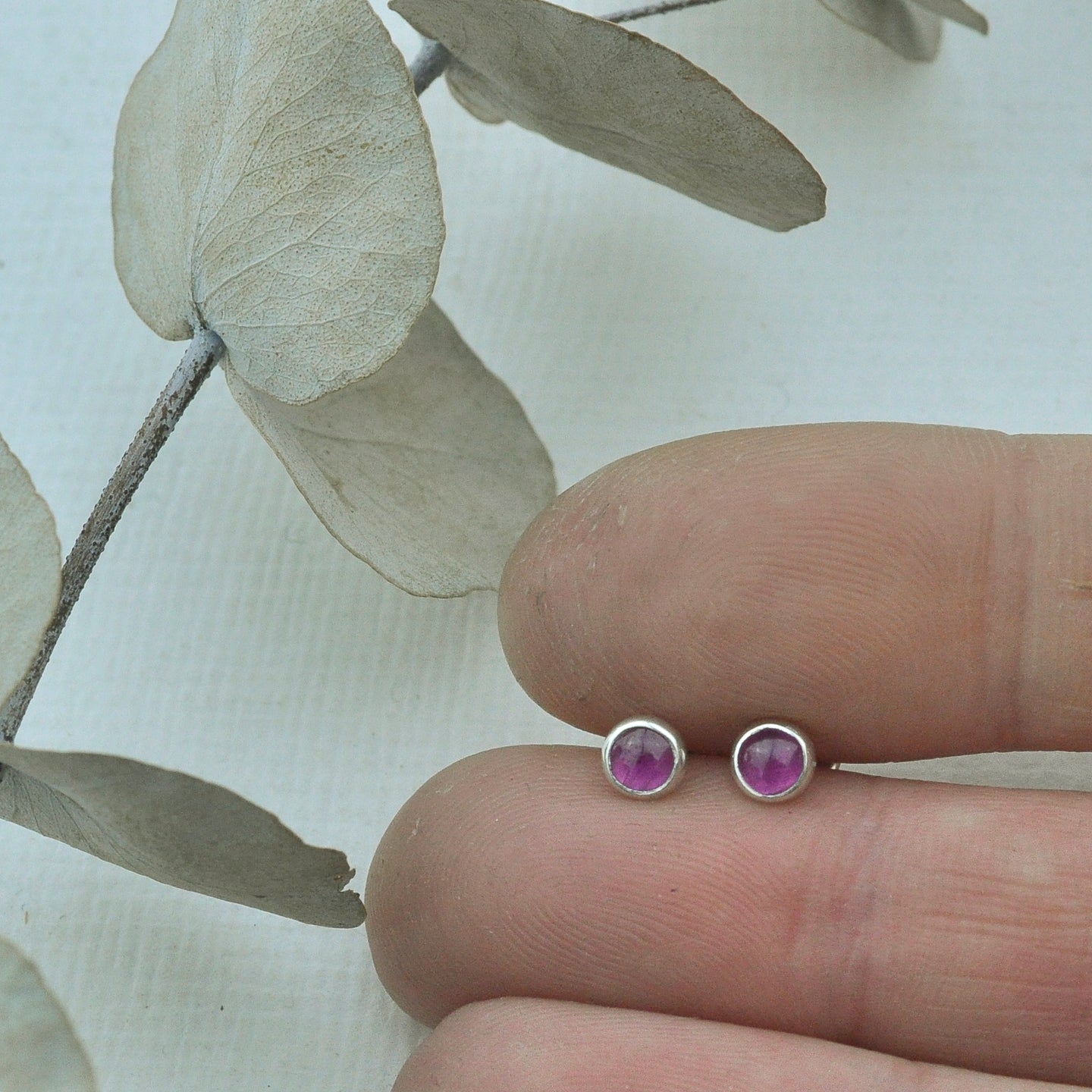 Reds and Purples Gemstone silver studs