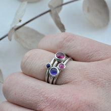 Pinks and Reds Stacking silver gemstone rings