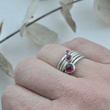 Pinks and Reds Stacking silver gemstone rings