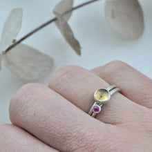 Yellows and purples Stacking silver gemstone rings