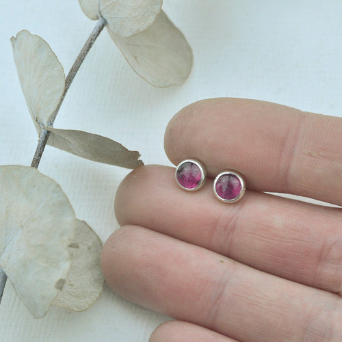 Reds and Purples Gemstone silver studs