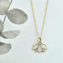 9ct Yellow Gold Minimal Lotus necklace.
