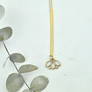 9ct Yellow Gold Minimal Lotus necklace.