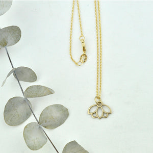 9ct Yellow Gold Minimal Lotus necklace.