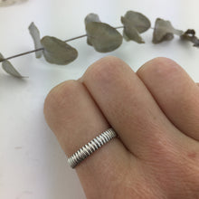 Skinny Ribbed Silver Ring