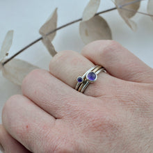 Yellows and purples Stacking silver gemstone rings