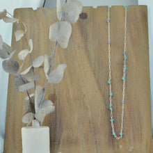 Tanzanite and Apatite bead dainty silver necklace