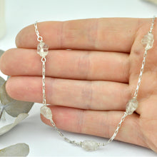 Silver Linings carved Aquamarine bead silver necklace