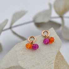 Ruby and Carnelian 9ct Rose gold circle studs