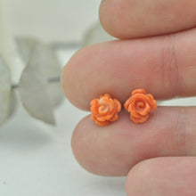 Large Coral Rose silver studs