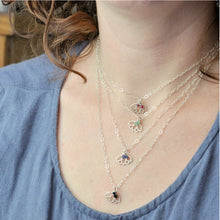 9ct Gold Amethyst Lotus charm necklace, February birthstone, all birthstones available.
