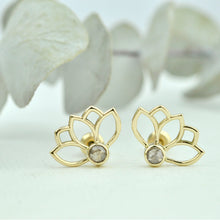 14kt Yellow Gold Diamond Lotus studs