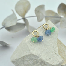 Emerald and Sapphire 9ct yellow gold circle studs