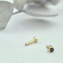 SINGLE Black Diamond 2mm 14ct yellow gold tiny press back earring.