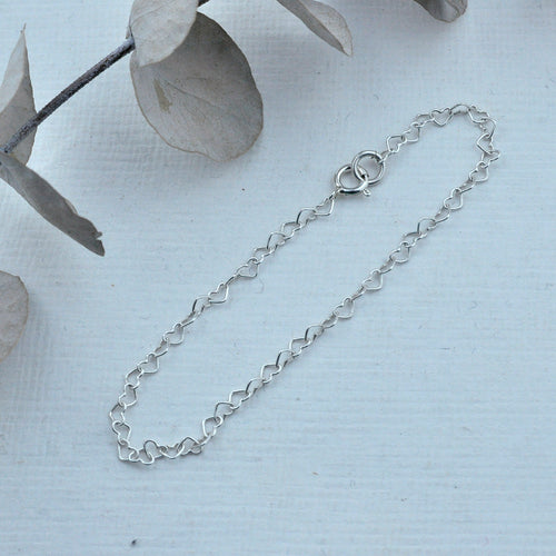 Heart Sterling silver chain bracelet