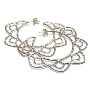 Large Mandala Silver hoops
