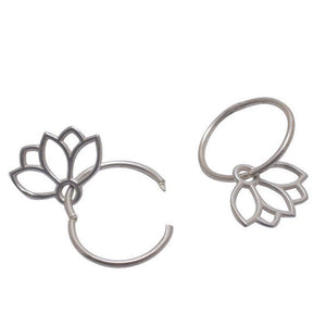 Lotus petal silver hoop earring