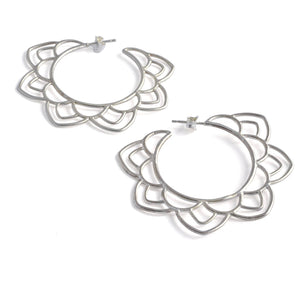 Large Mandala Silver hoops