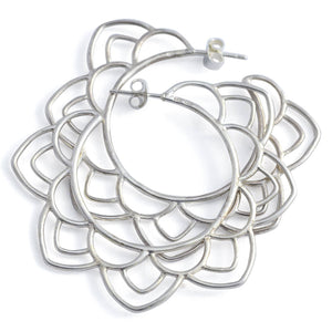 Large Mandala Silver hoops