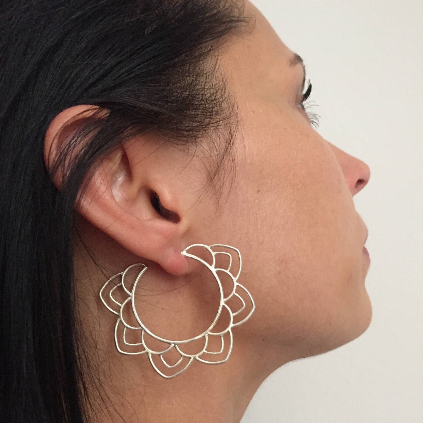 Large Mandala Silver hoops