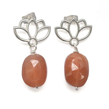 Lotus drop Peach Moonstone Silver studs