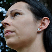 White pearl silver Lotus studs