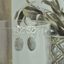 Lotus drop Labradorite Silver studs