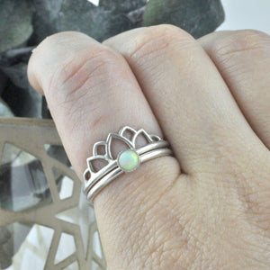 Australian solid Opal Silver Sun fitted ring set.