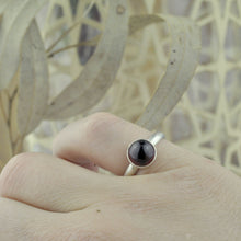 Large Garnet Silver stacking ring.