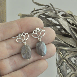 Lotus drop Labradorite Silver studs