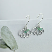 Ruby Bead Silver Lotus Earring, July birthstone.