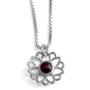 Lotus flower Birthstone Silver pendant, all months