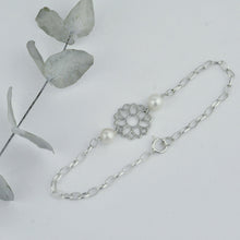 Pearl June birthstone Sterling silver bracelet.