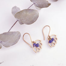 9ct Rose Gold Sapphire Lotus hook Earring