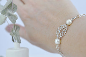 Pearl June birthstone Sterling silver bracelet.